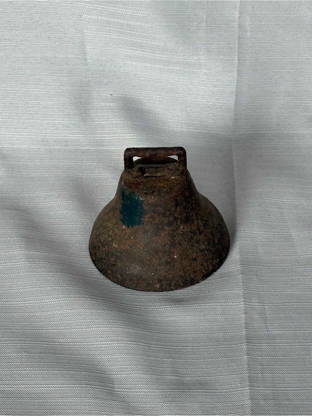 Antique Rustic Brown Metal Bell with Teal Patina - Home Accent